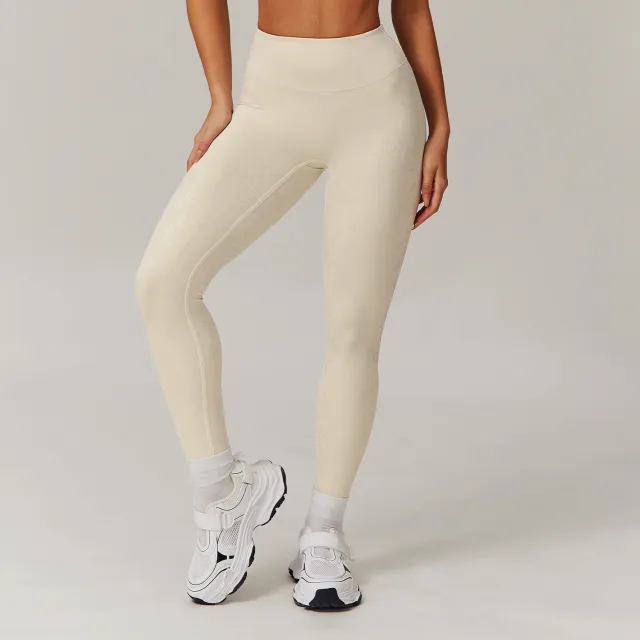 High Waist Bronzing Casual Yoga Pants Women's Running Quick drying Nude Feel Light Apricot Color - Shop at LoveMi