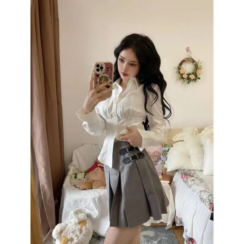 Pure Desire Style Jk Waisted Long-sleeved Shirt Women's Slim Fit Slimming Versatile Hot Girl