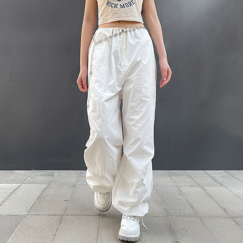 Drawstring Solid-color Loose-fit Casual Trousers