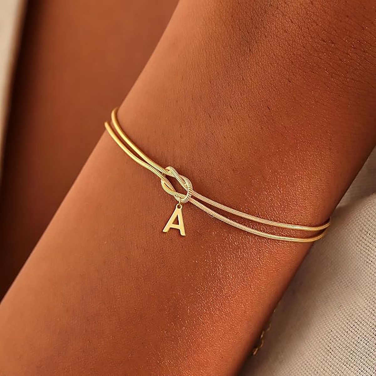 English A- Z Uppercase 26 Letters Knotted Bracelet For Couple