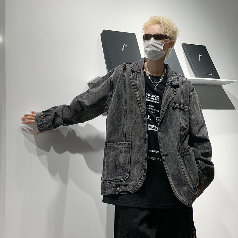 Mens Retro Denim Jacket Loose And Casual