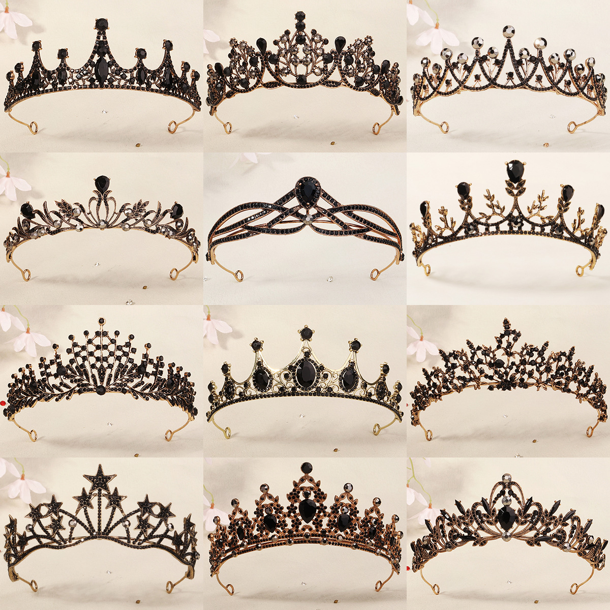 Dark High-end Alloy Rhinestone Crownstylish Headpiece