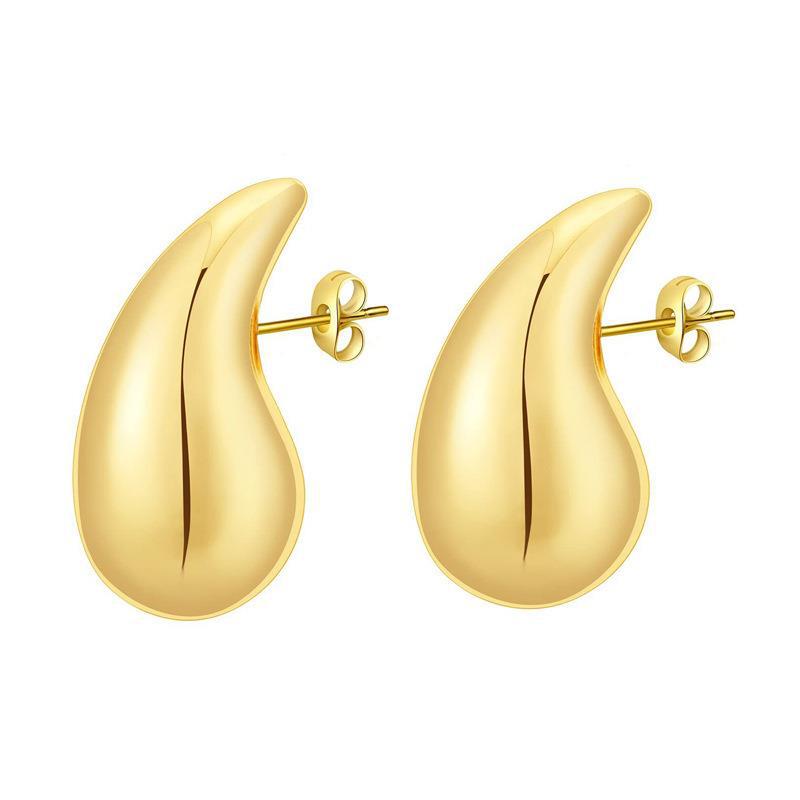 European And American Stainless Steel Hollow Affordable Luxury Style Water Drop Earrings Women