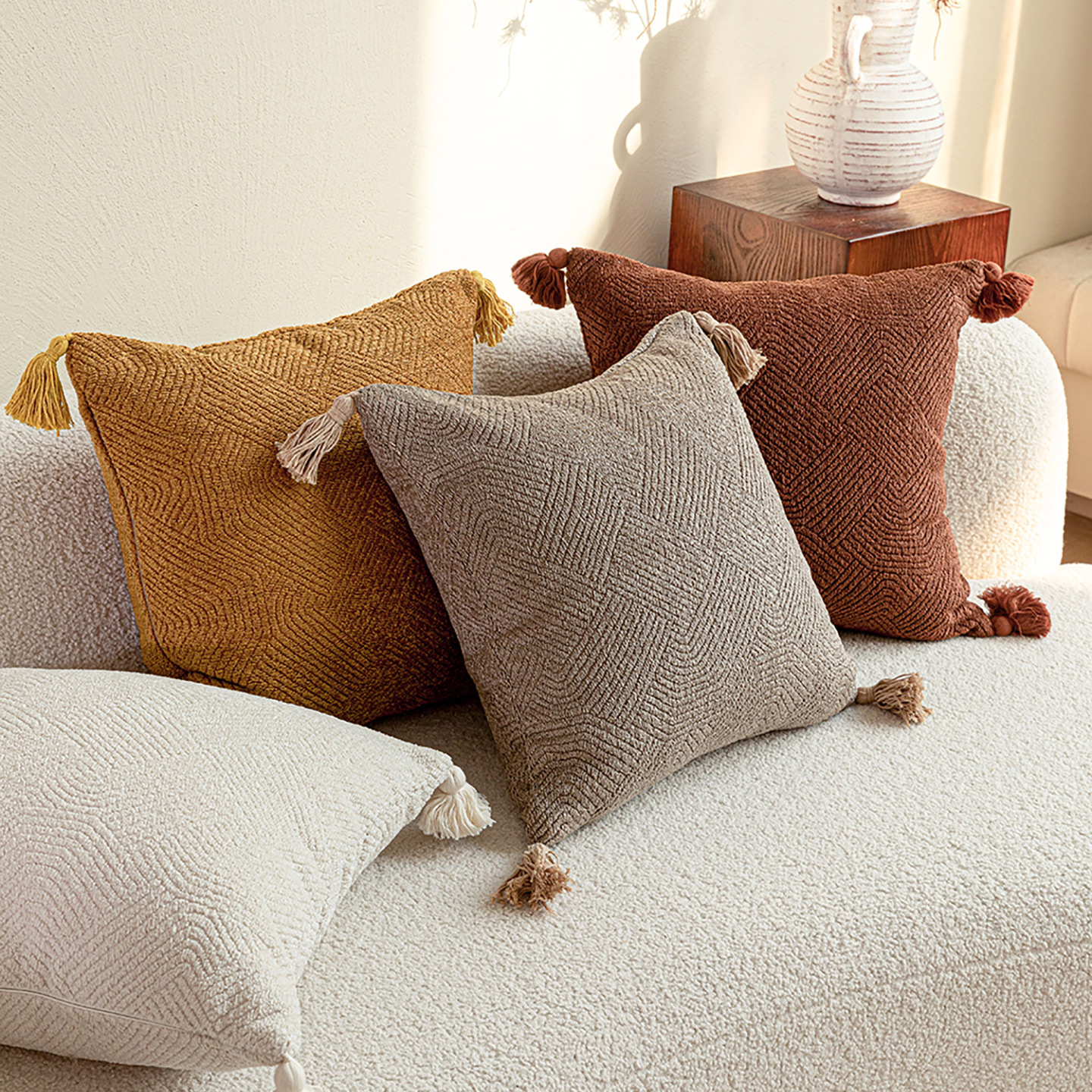 Mid-century Modern Throw Pillowcushion In The Maillard Color Palette Reversible