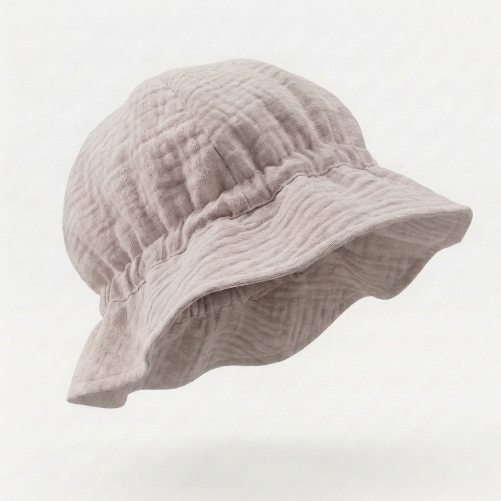 Baby Gauze Ruffled Bucket Hat Breathable For Infants