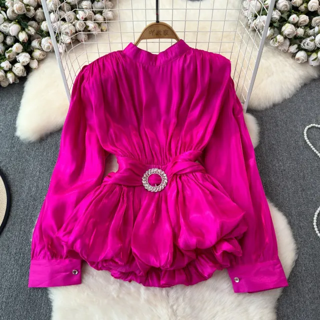 French Style High grade Light Luxury Design Sense Niche Top Women Rose Red - Shop at LoveMi