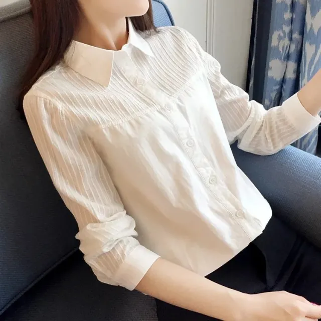 Summer Korean Style Company Business Wear Blouse Peaked Lapel And Long Sleeve X - Shop at LoveMi