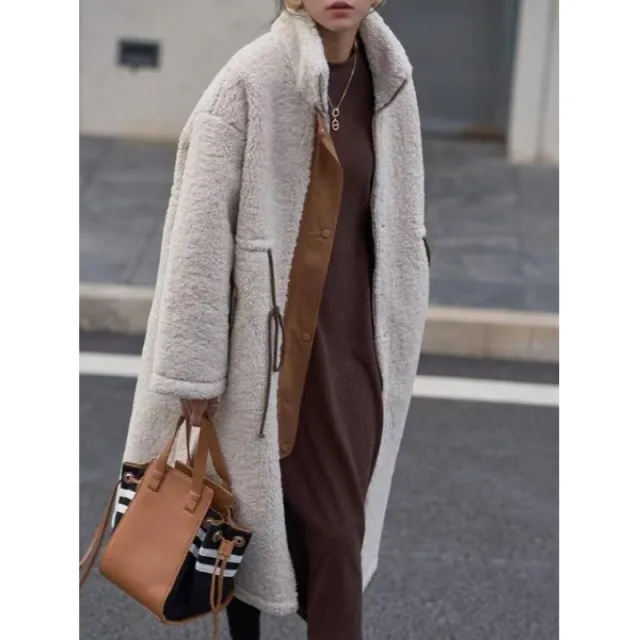 Lamb Wool Coat Thickened Korean Style Mid length Cotton - Shop at LoveMi
