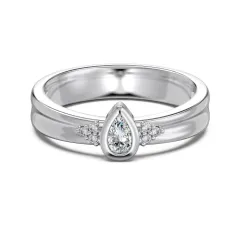 Metal Women's Pear-shaped Retro Brushed Ring - Platinum - View 1