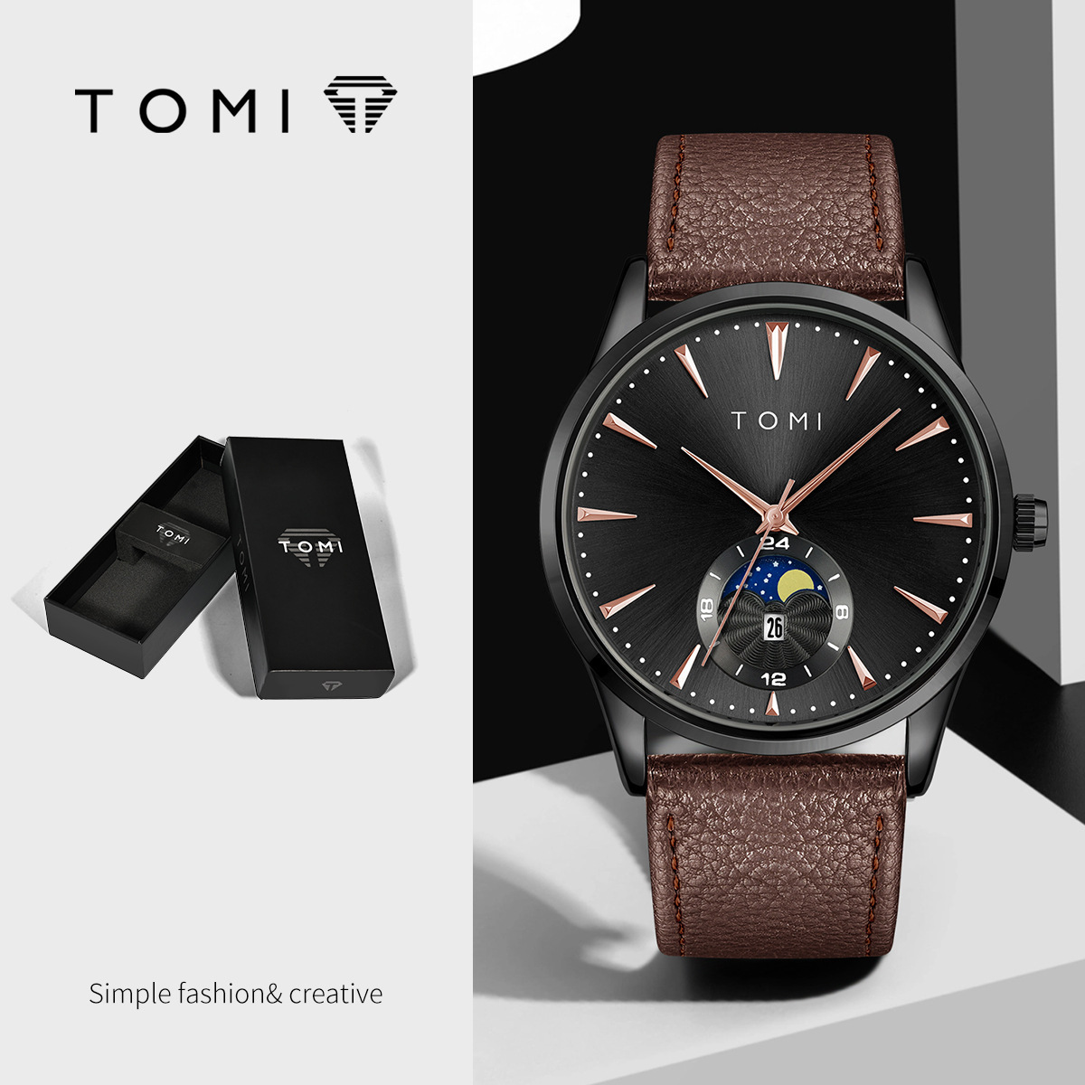 Korean-style Fashionable Round Watch For Men And Women, Simple And Casual 3