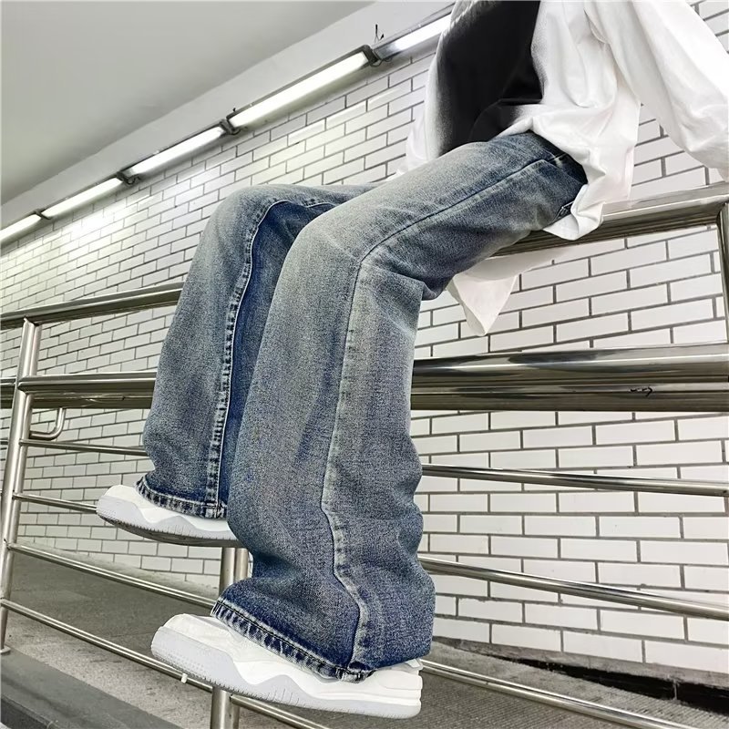 American High Street Retro Washed Denim Pants