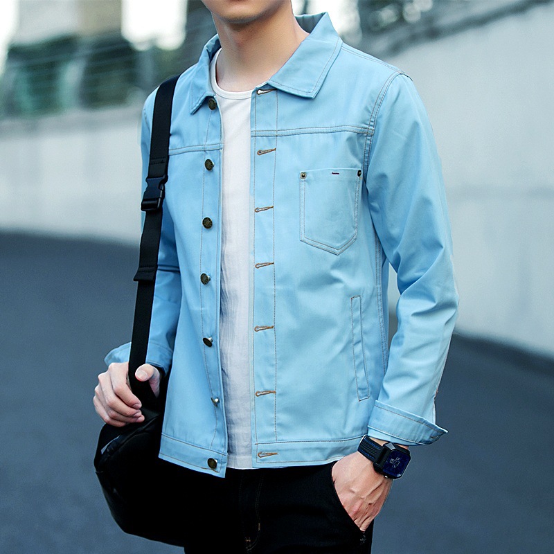 Trendy Handsome All-matching Slim Fit Jacket Spring Denim Jacket Men