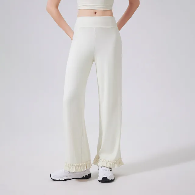 High Waist Belly Contracting Lace Loose Casual Straight Trousers Heron White - Shop at LoveMi