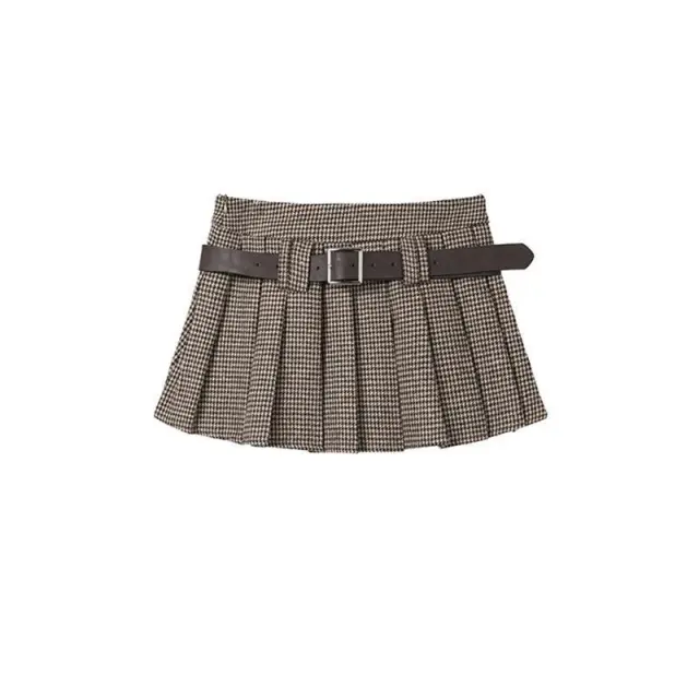 American Sweet Korean Style Tartan Skirt Skirt Plus Belt - Shop at LoveMi