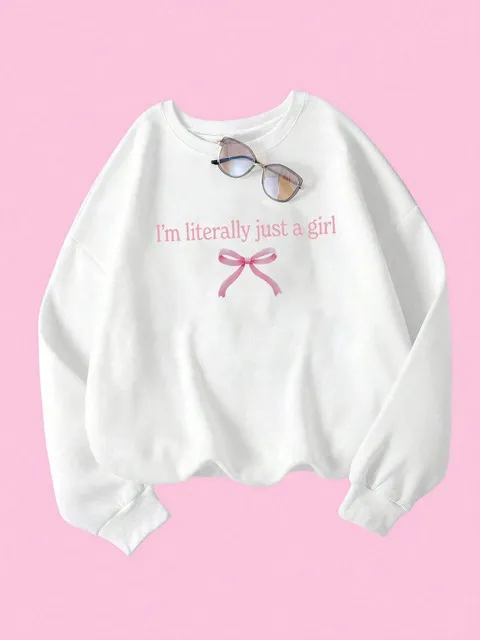 New In Just A Girl Letter Graphic Print Women's Sweatshirts W020201 Pl0731 20 Style Xxxl - Shop at LoveMi