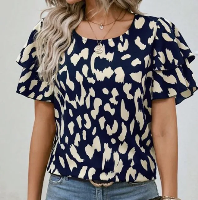 Pullover Round Neck Printed Loose Casual Short Sleeve - Shop at LoveMi