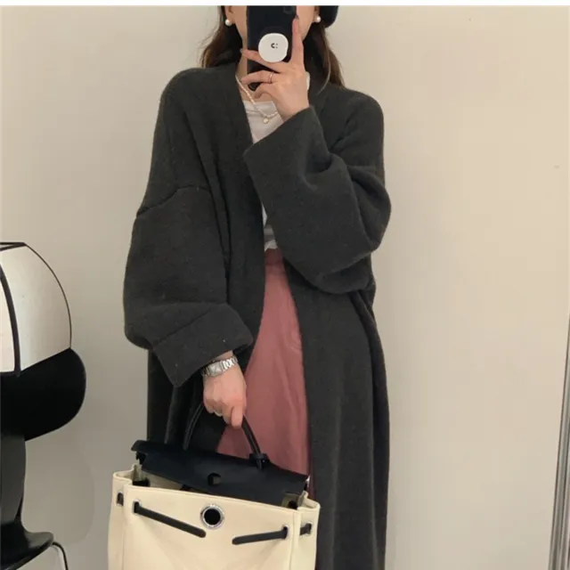Idle Style Mid length Sweater Cardigan Coat Women Dark Gray - Shop at LoveMi