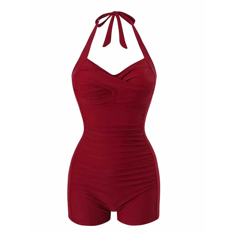 European And American-style Lace-up One-piece Swimsuit For Women