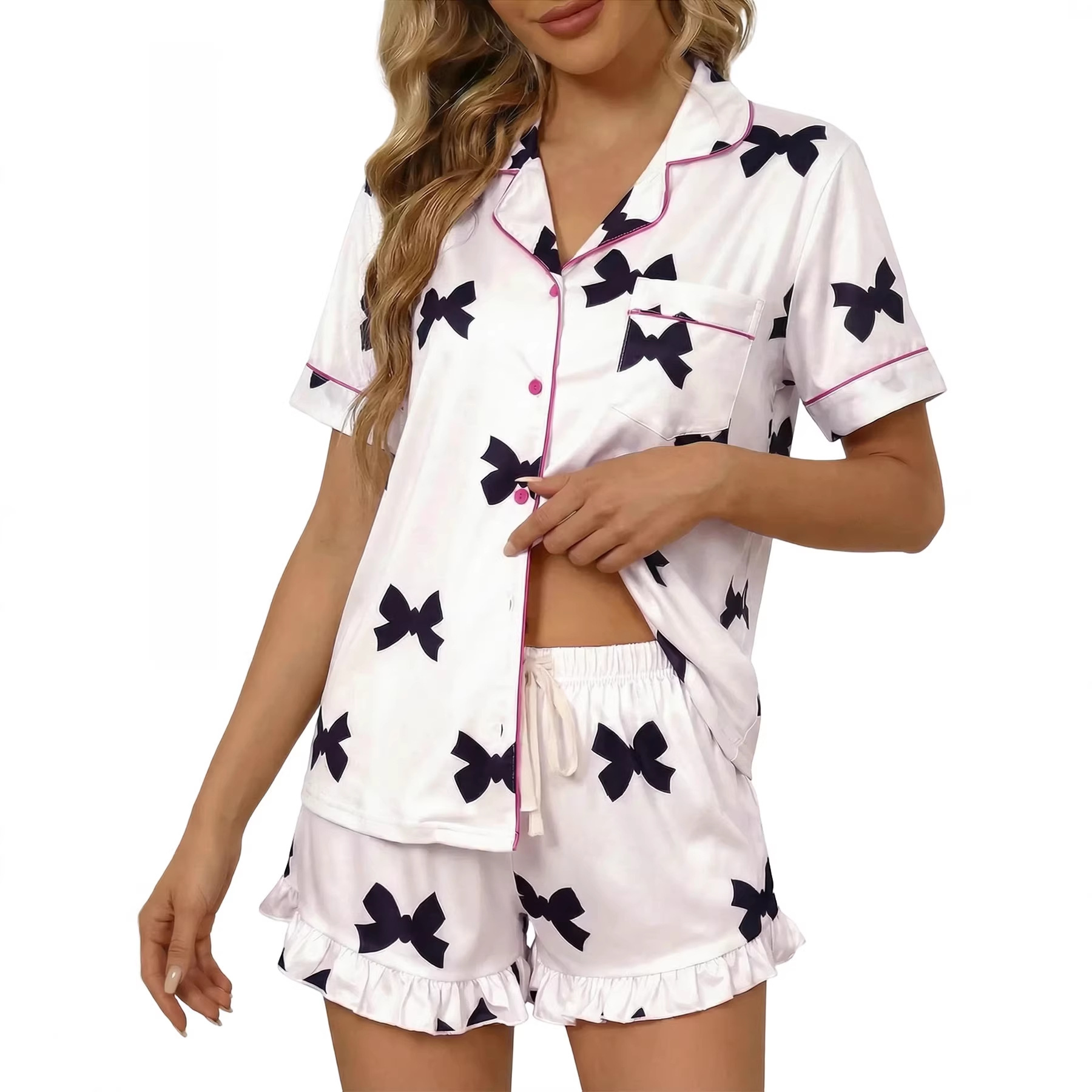 Cute Cartoon Short-sleeve And Shorts Loungewear Set