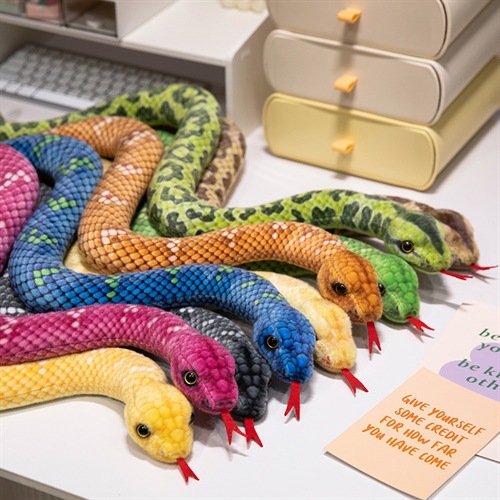 Printed And Dyed Crooked Python-patterned Quirky Plush Toy For Children