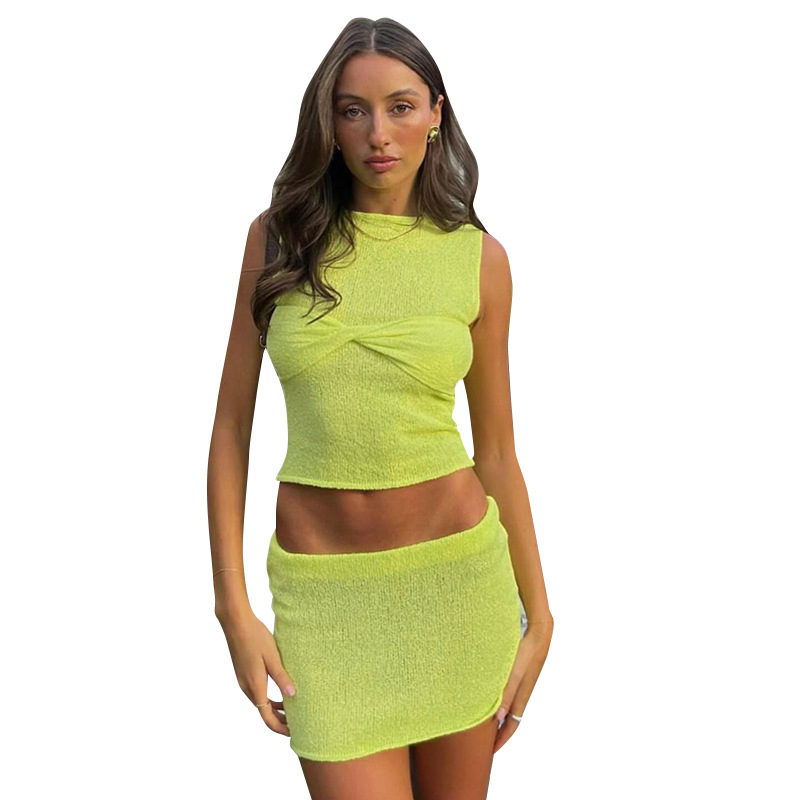 Women's Twist Sleeveless Vest Low Waist Suit