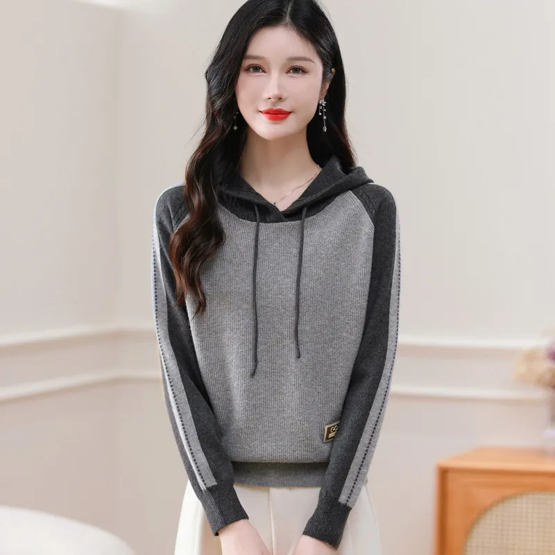 Multicolor Hoodie Bottoming Shirt Sweater - Multicolor