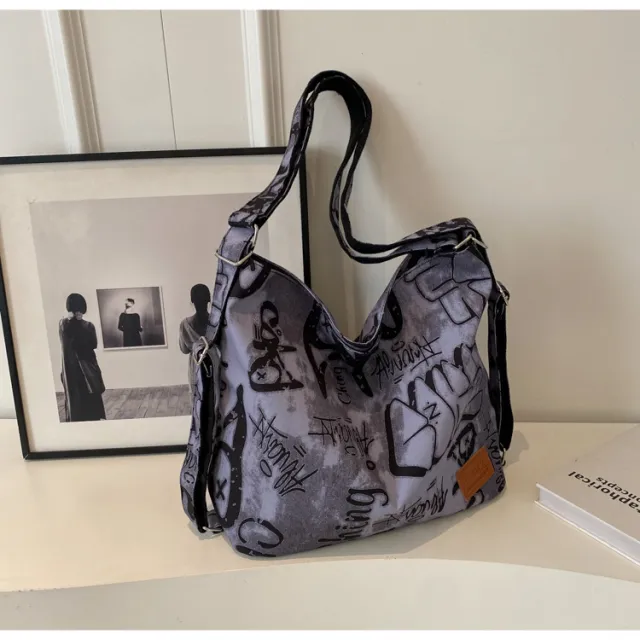 Personalized Letter Graffiti Large Capacity Crossbody Bag Purple - Shop at LoveMi