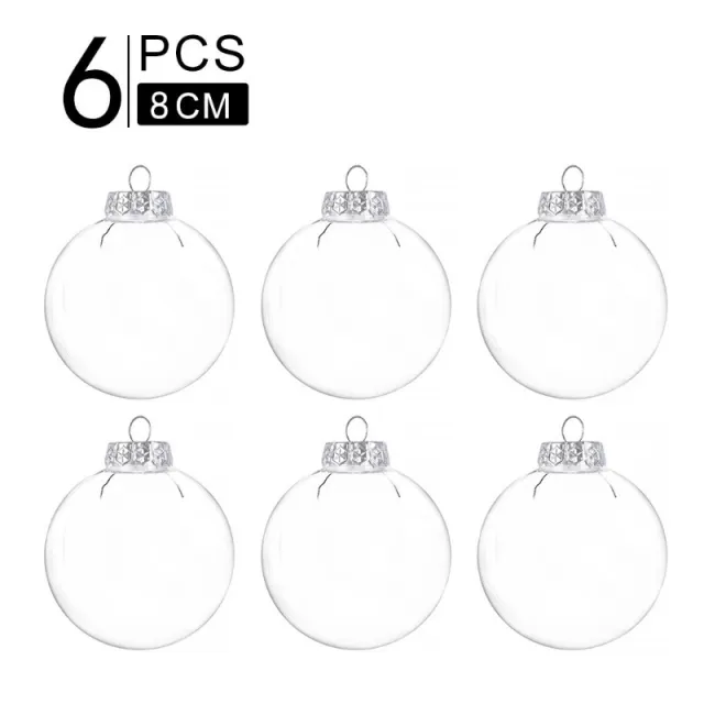 Christmas Ball Transparent PET Shatterproof DIY Pendant Plastic Ball 8Cm6 Pack - Shop at LoveMi