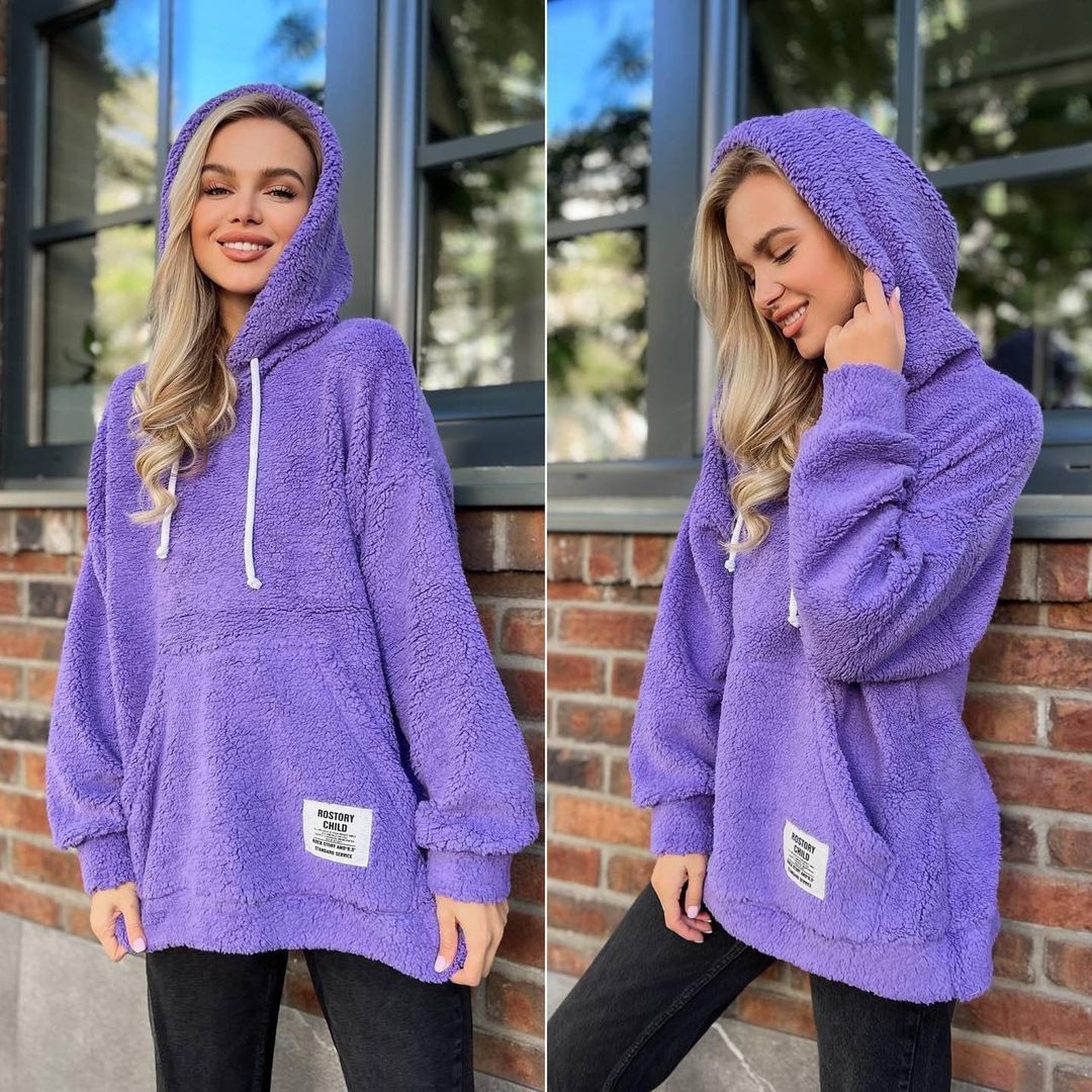 European And American Flannel Loose Long-sleeved Pullover - Image 11