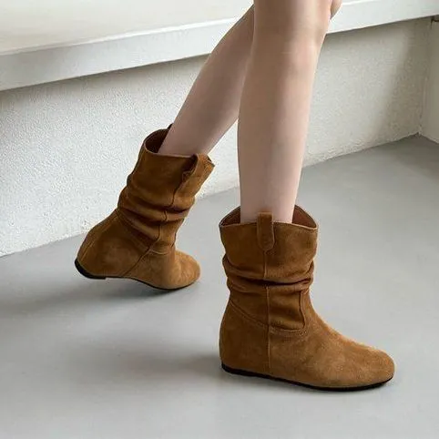 French Retro Autumn And Winter New Frosted High Sleeve Western Cowboy Boot Women Camel - Shop at LoveMi