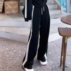 Youthful Short Jacket And High-waisted Wide-leg Pants Two-piece Set - Black - View 1