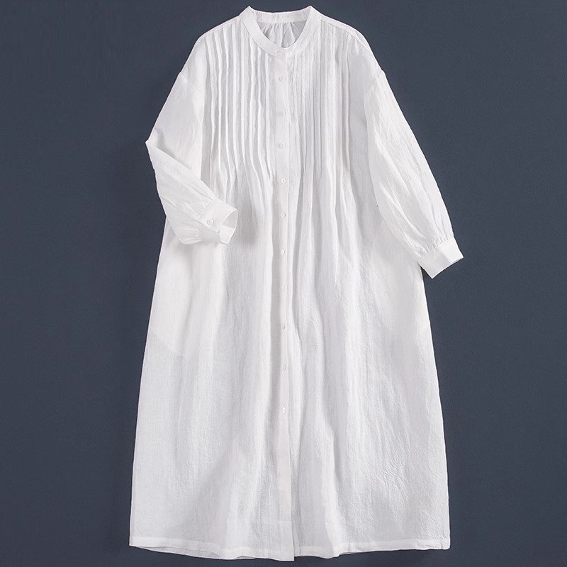 Versatile Casual White Long Shirt Dress