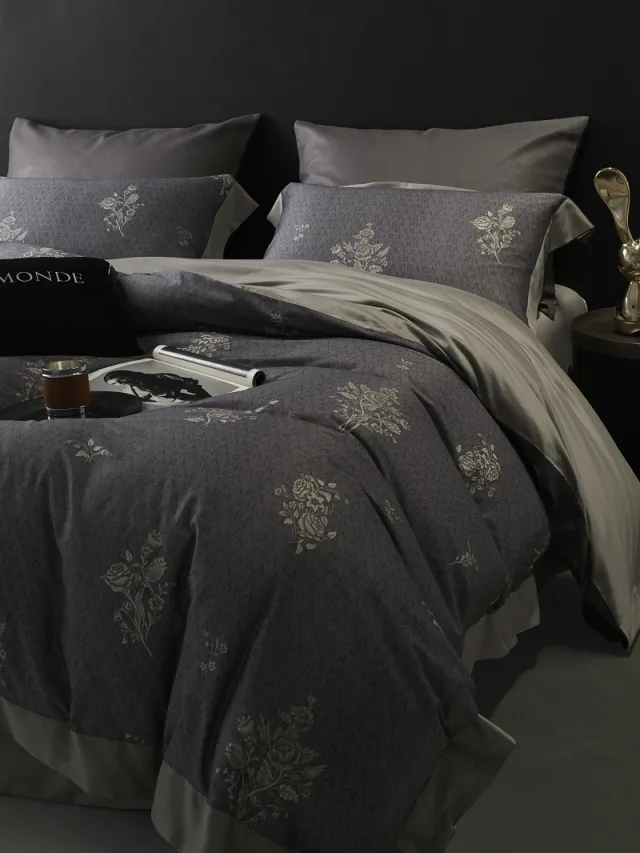 American Retro Cotton Brushed Four piece Set Autumn And Winter Warm Thickened Sophia Blue Gray - Shop at LoveMi