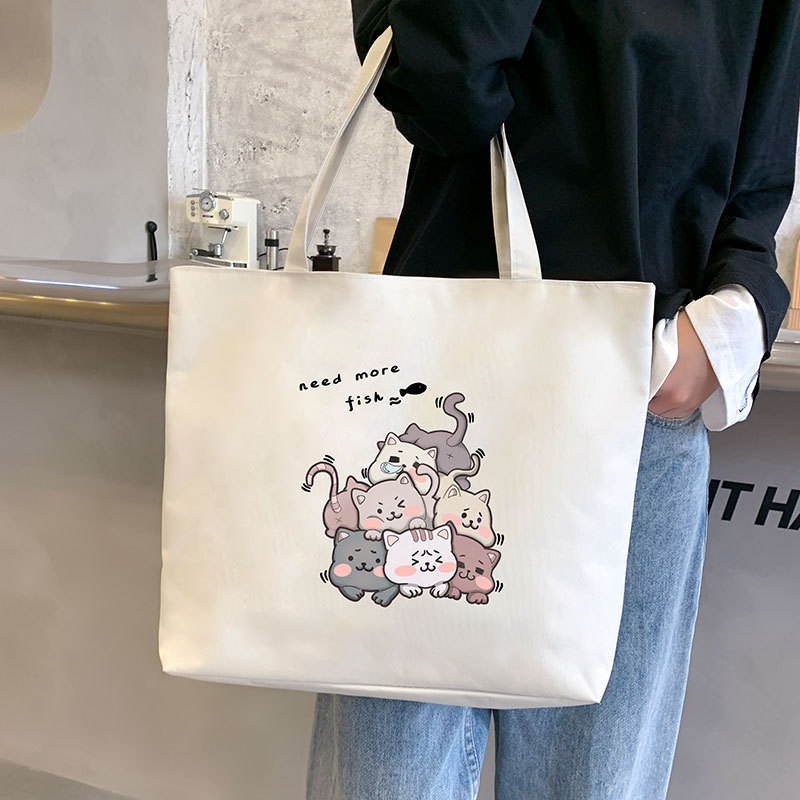 Women's Canvas Bag New Shoulder Handbag Student Tote One Piece — foto 3