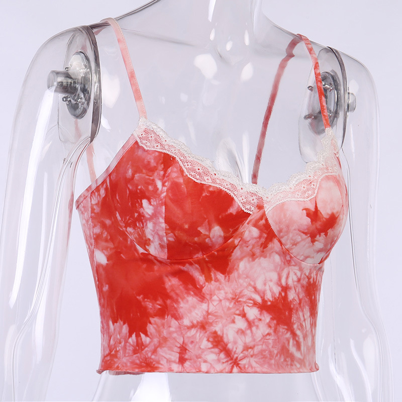 Title 9, Sexy Slim Halter Stitching Tie-dye Camisole