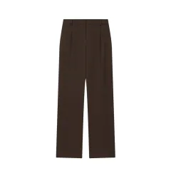 Pleated Padded Shoulder With Straight-leg Pants Coat - Pants-Xs - View 1