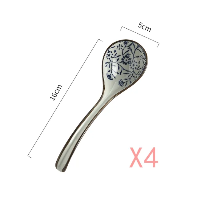 High Temperature Ceramic Long Spoon With Curved Handle Floral 4 Pack - Shop at LoveMi