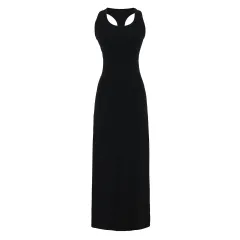 Pure Desire Sexy Wear V-neck Slim-fit I-shape Vest Dress - Black - View 1