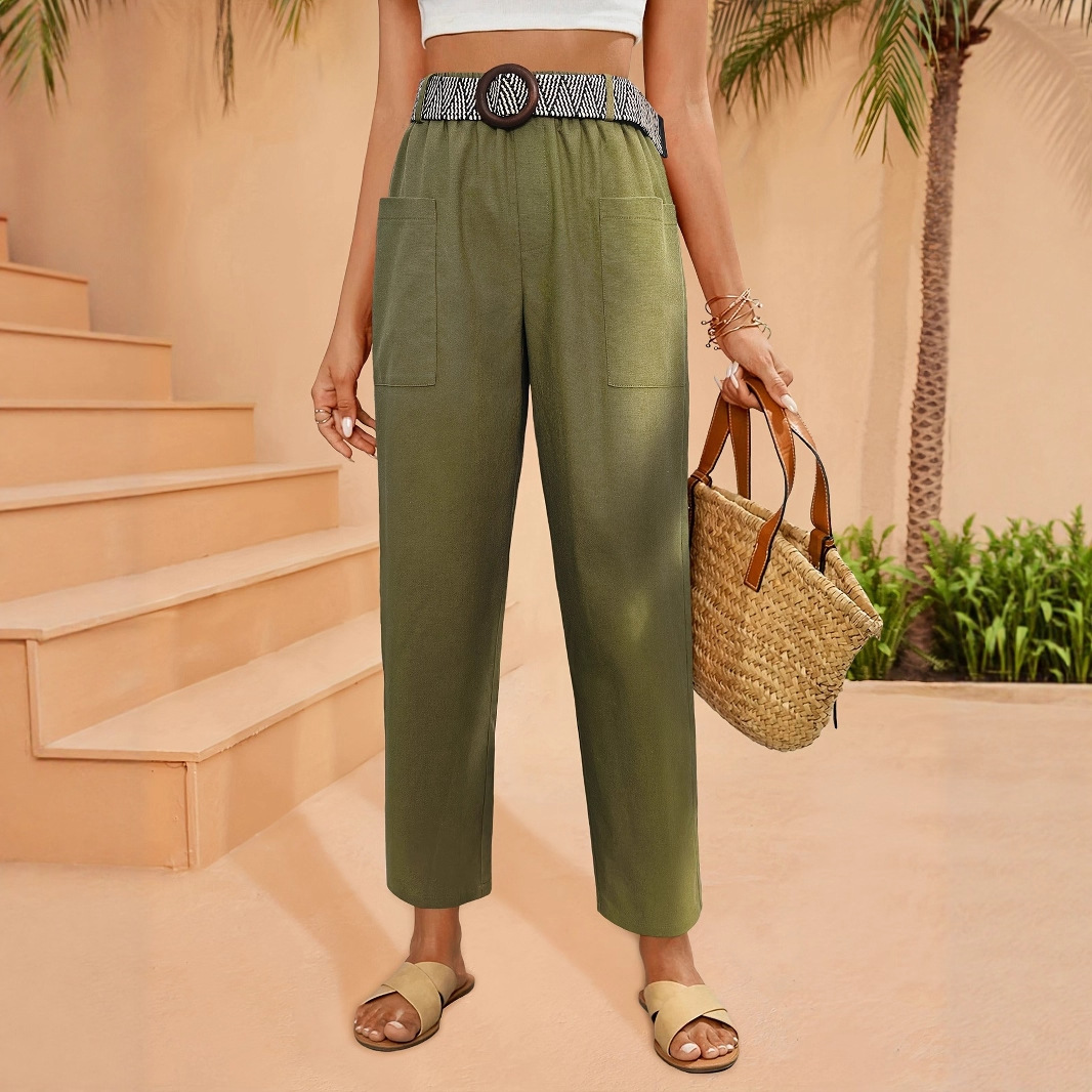 Womens Casual Workwear Straight-leg Wide-leg Pants