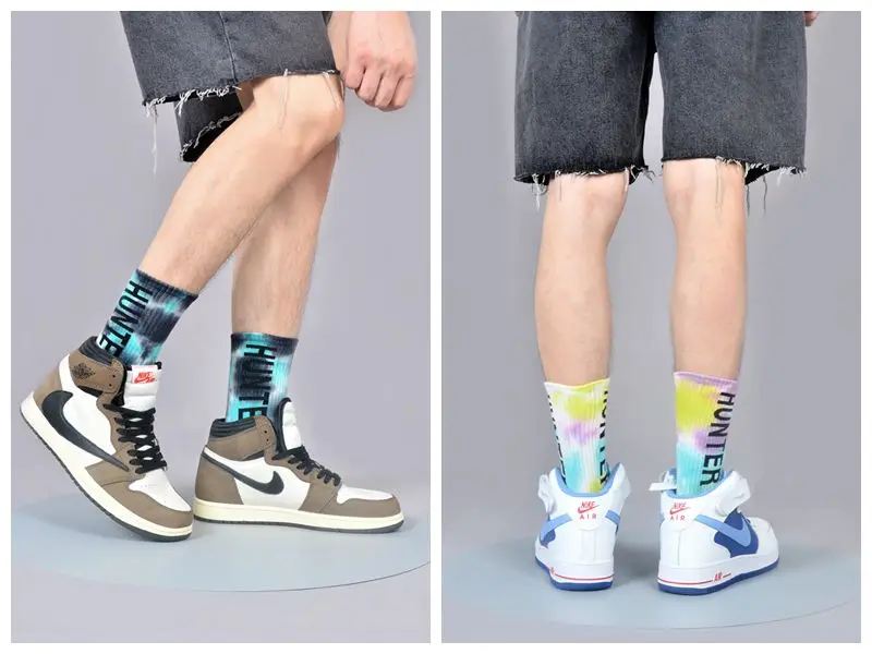 Title 7, Tie-Dyed Thin Tube Socks For Men And Women