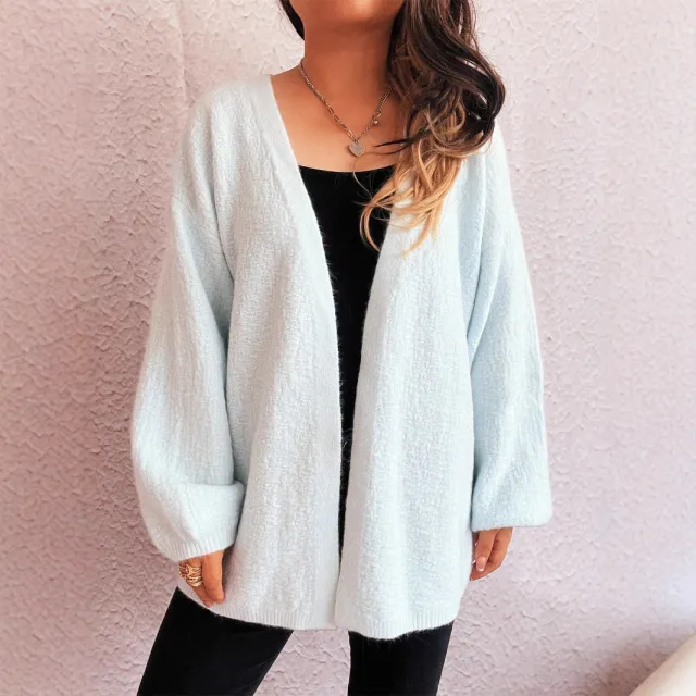 Casual V neck Autumn And Winter Loose Street Style Cardigan Sweater Light Blue - Shop at LoveMi