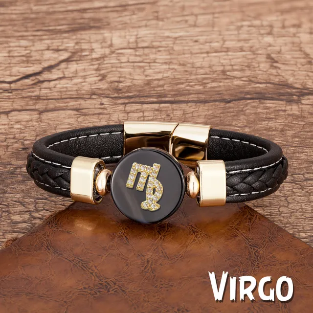 Twelve Constellation Leather Rope Woven Bracelet Retro Fashion Virgo - Shop at LoveMi