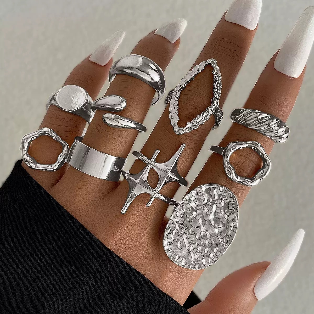 Alloy Open Alloy Ring Set With Multiple Joints