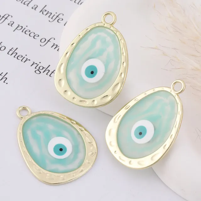 Alloy Oil Dripping Devil's Eye Ornament Pendant Sky Blue - Shop at LoveMi