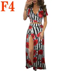 Printed Floral Dress Two-piece Suit For Women - Rose - View 1