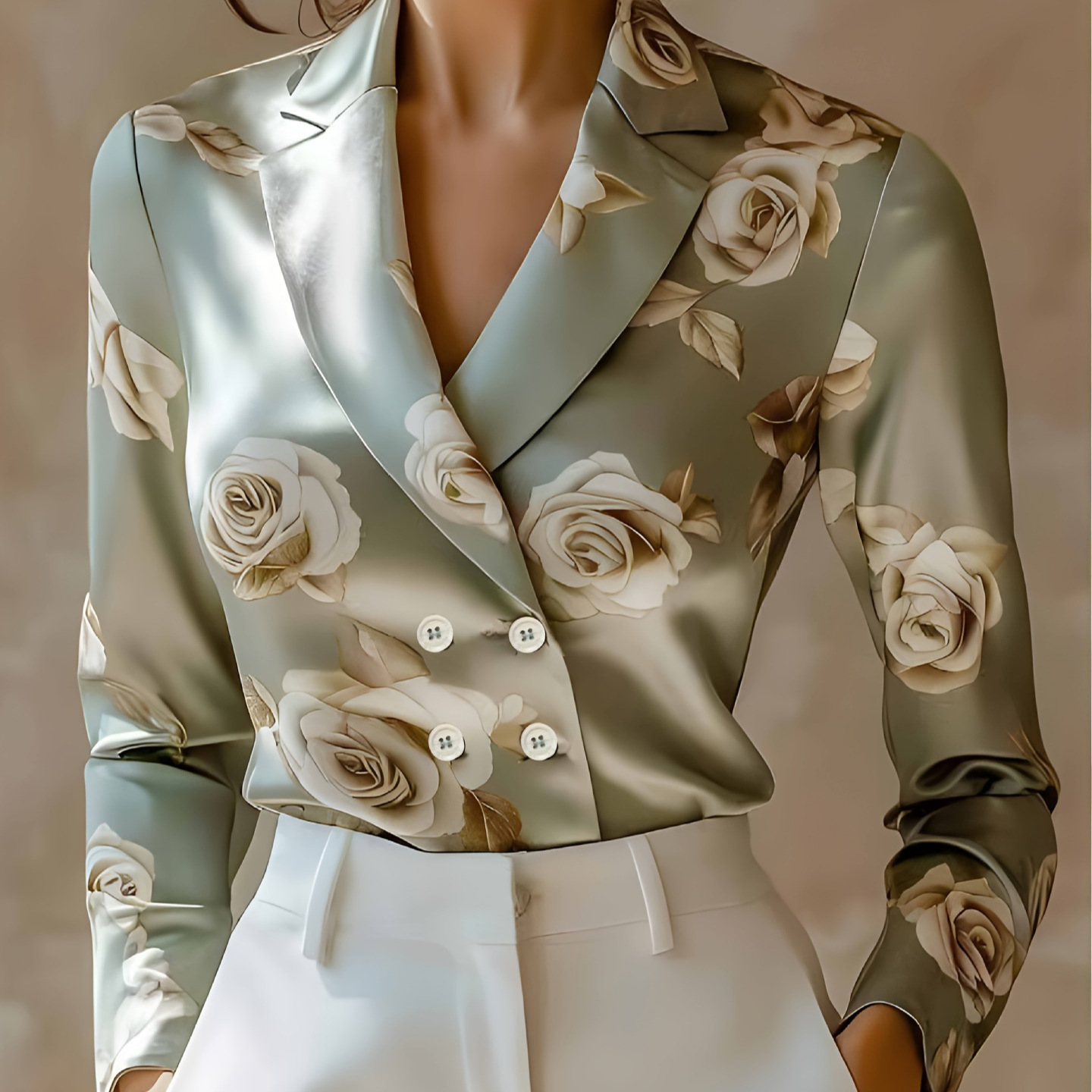 French Floral Print Long-sleeve Shirt - Image 5