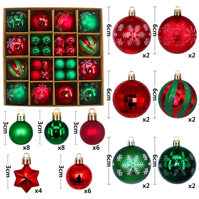 Christmas Ball Ornament Gift Box Set Painted Electroplated Red And Green - Shop at LoveMi