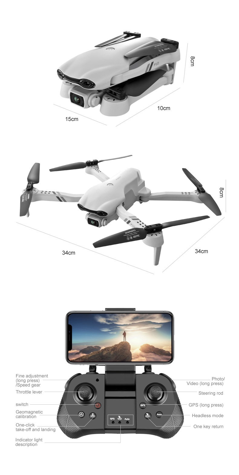 Title 19, F10 Drone GPS Plegable para Fotografía Aérea, P...