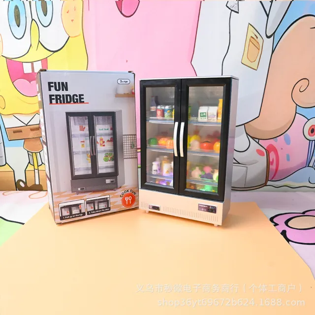 Refrigerator Toy Ice Cream Cabinet Children's Food Playhouse Model Small Ornament Silver Freezer - Shop at LoveMi