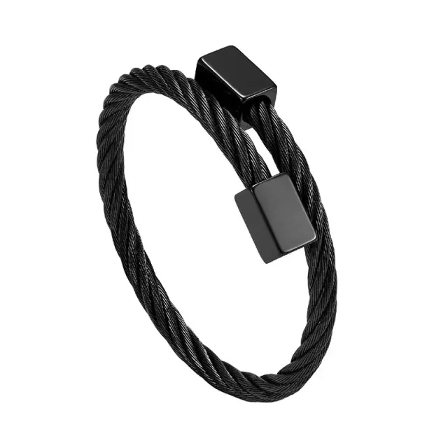 Personalized Stainless Steel Woven Geometric Bracelet Black - Shop at LoveMi